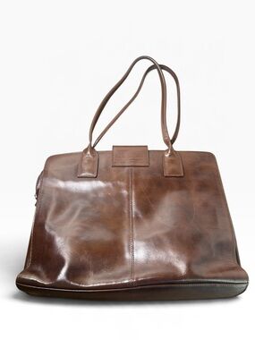 Brown Faux Leather Shoulder Tote Bag